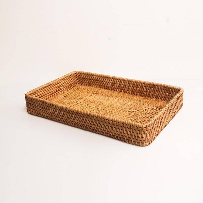 storage basket made of rattan on a white canvas