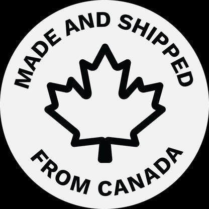 sign with Canadian leaf in the center in black and white