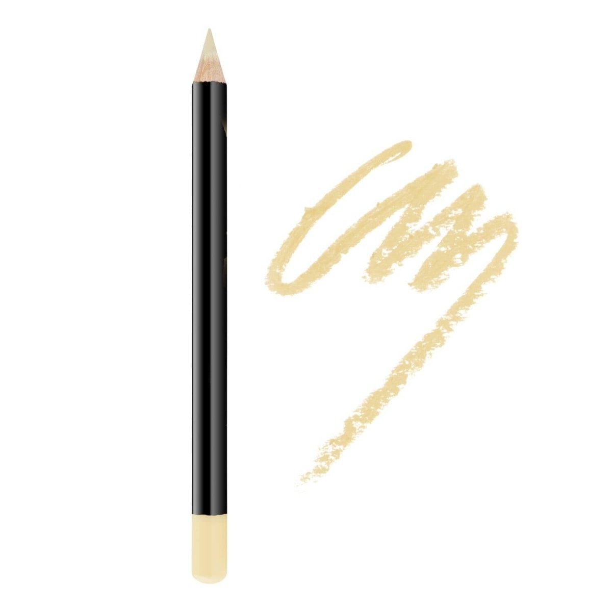 A yellow vegan eyeliner pencil on a White canvas