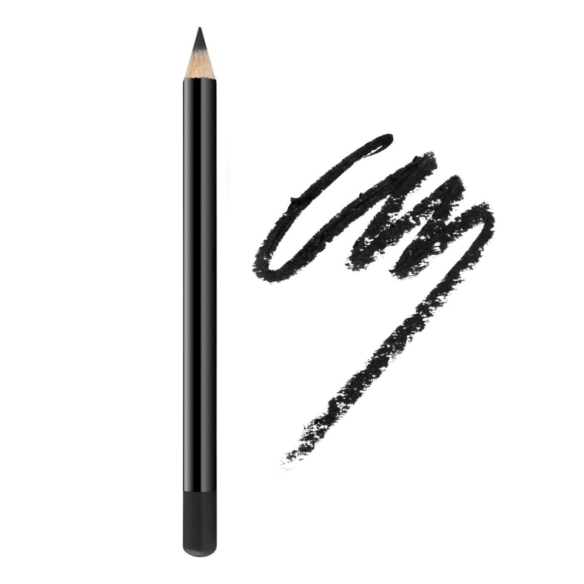 A black charcoal vegan eyeliner pencil on a White canvas