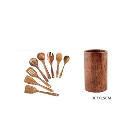 eco-friendly wood spatula cooking set high quality 8 pieces