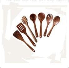 seven wood cooking spatulas
